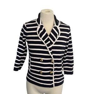 Grace Elements Women's Striped Knit Blazer Nautical Style S Old Money Classic‎